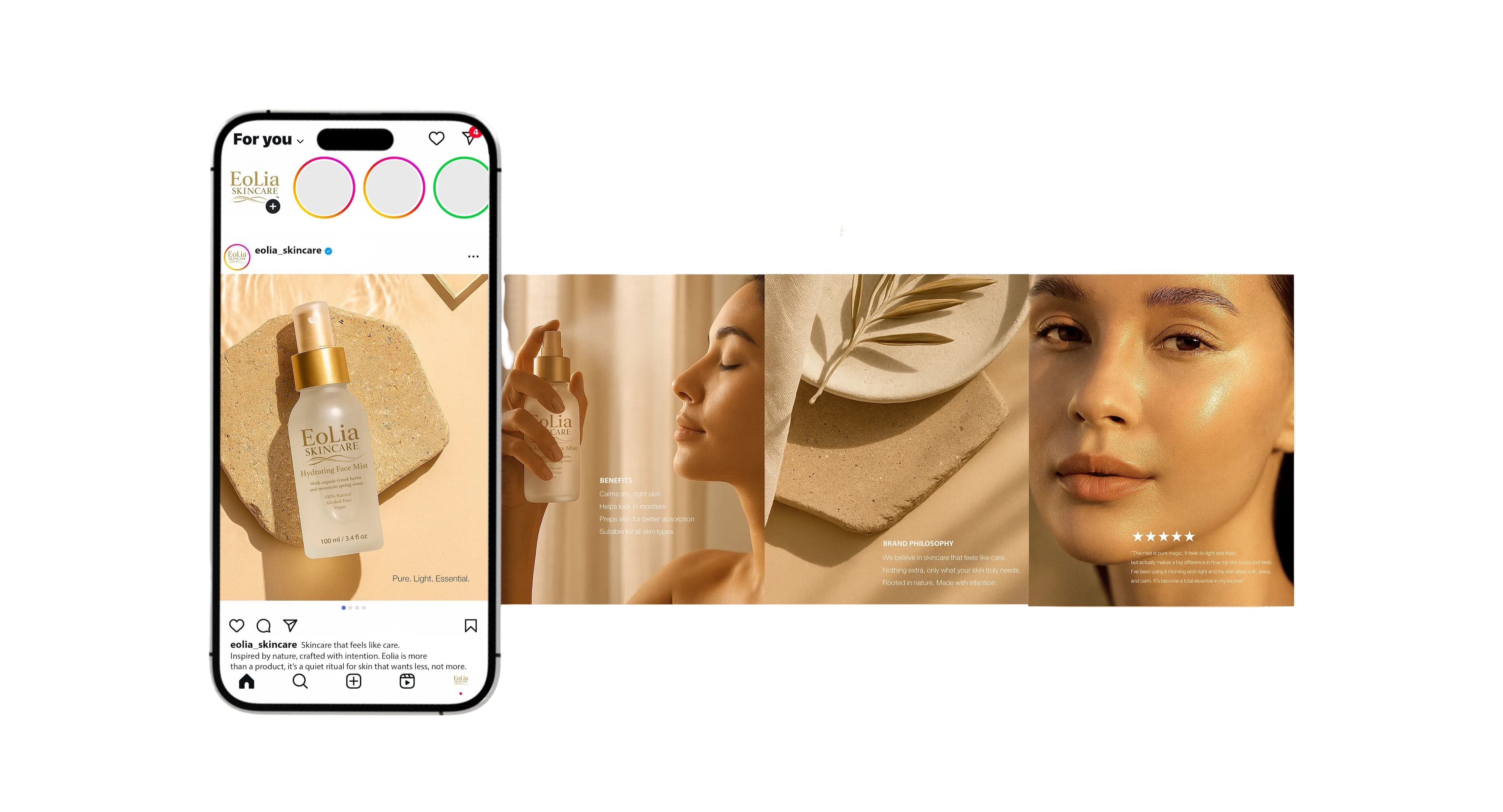 Eolia Skincare — Post mockup overview